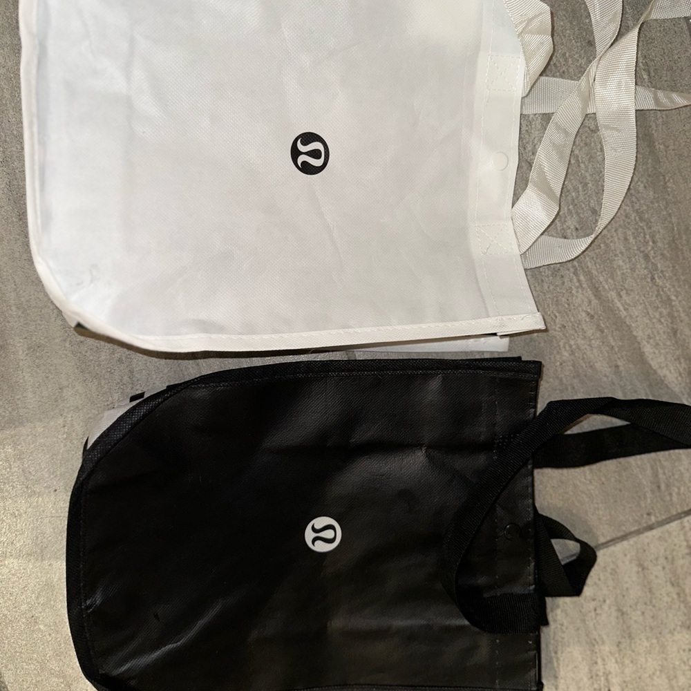 Lululemon White and Black Tote Bags